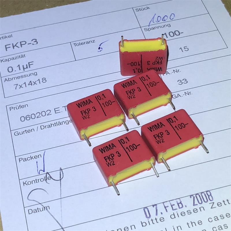 Wima FKP-3 Series 0.1 UF 100V Tin Foil Audio Coupling Capacitor 1pcs ...