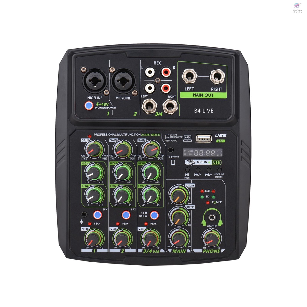 USB BT Connection Audio Mixer Mixing Console Tuner with 2band EQ Gain