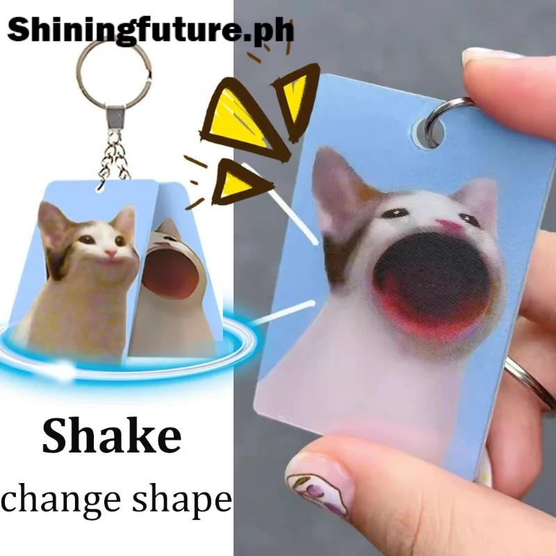 Personalized Cartoon Cat Acrylic Keychain Anime Clear Cat Open Mouth ...