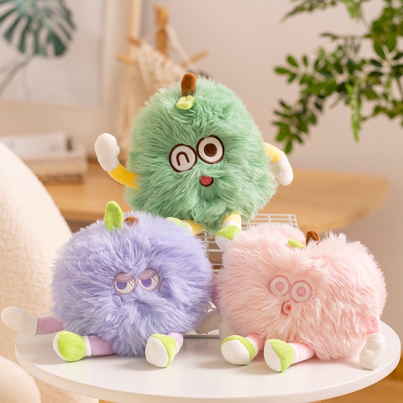 Kawaii Cartoon Pear Mangosteen Peach Plush Toy Soft Fluffy Stuffed ...