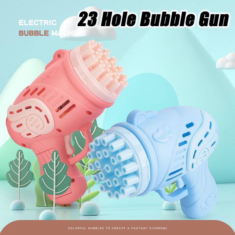 23Hole Electric Bubble Gun Toy Handheld Angel Bubble Machine Children Blowing Bubble Toy