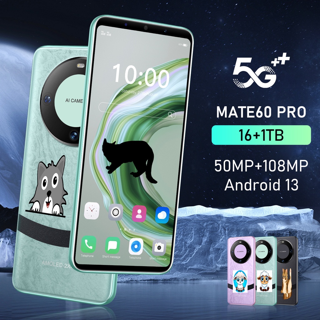 New Style 4G/5G Mobile Phone Mat 60 Pro 22.6cm Screen Android Smart All ...
