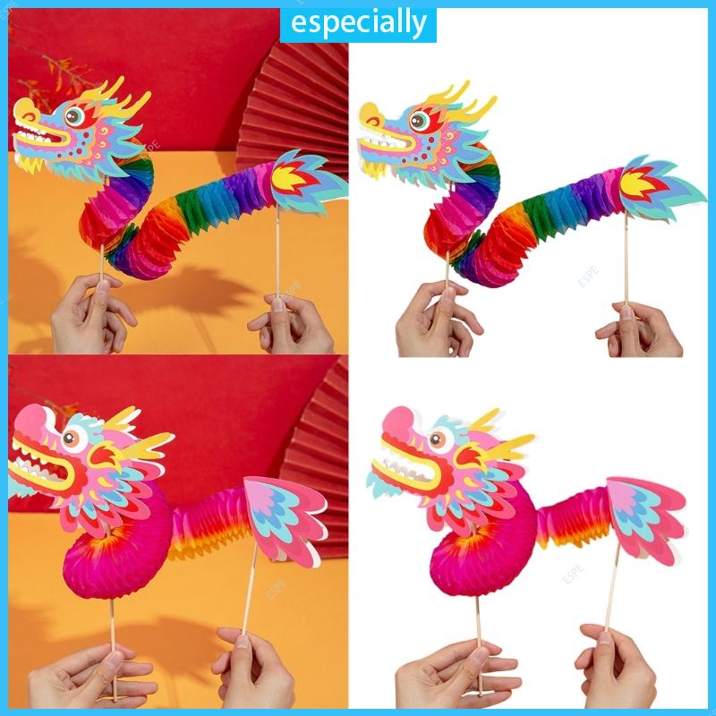 ESP DIY Paper Dragon Puppet Kits Chinese New Year Dragon Dance Toy ...