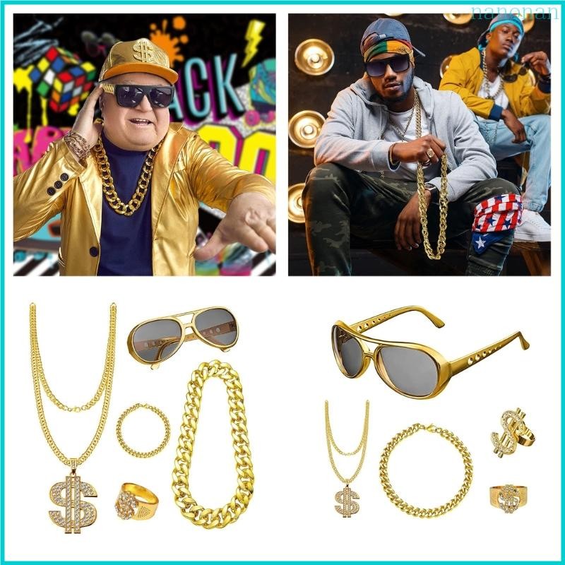 Nan 80s 90s Hip Hop Costumes Rapper Themed Party Outfits Accessories ...