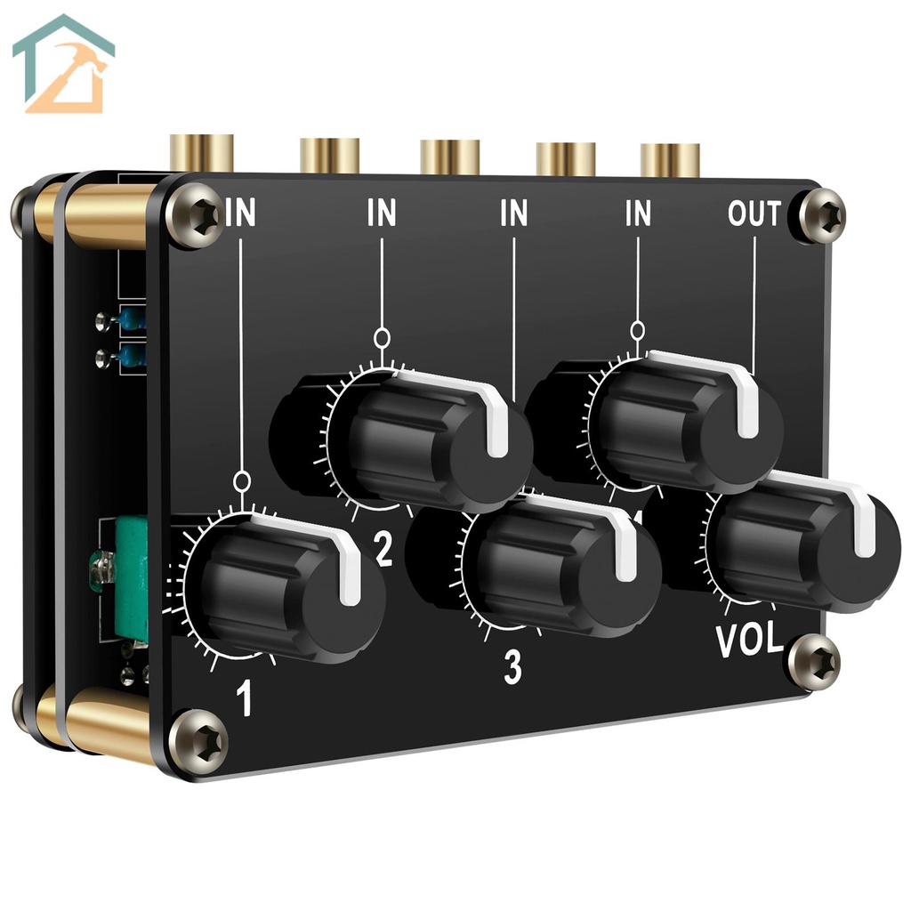 Stereo Audio Mixer 3.5mm 4 Channel Portable Mini Audio Mixer with ...