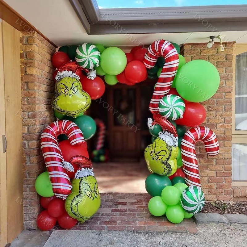 Christmas Balloon Garland Arch Kit Grinch Lollipop Candy Cane Christmas ...