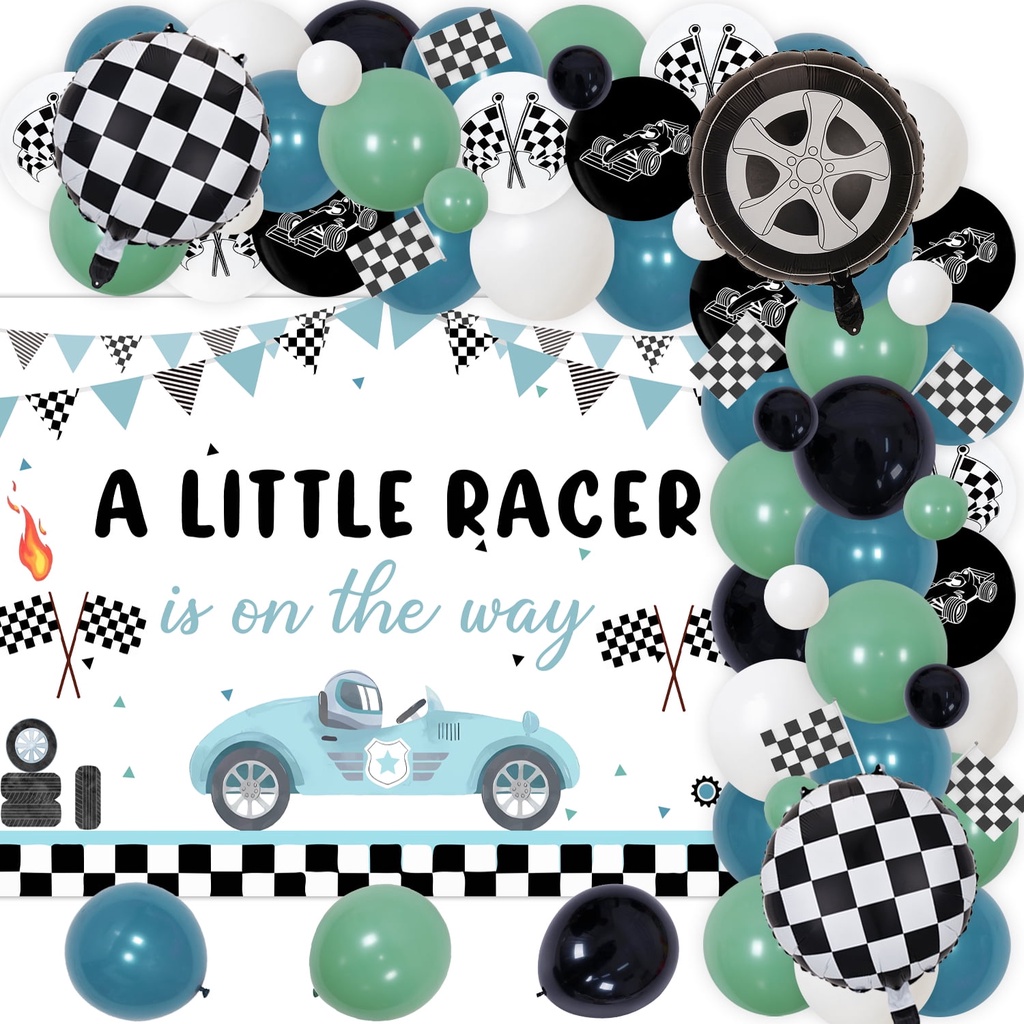JOLLYBOOM Racing Car Themed Party Decorations A Little Racer is on the