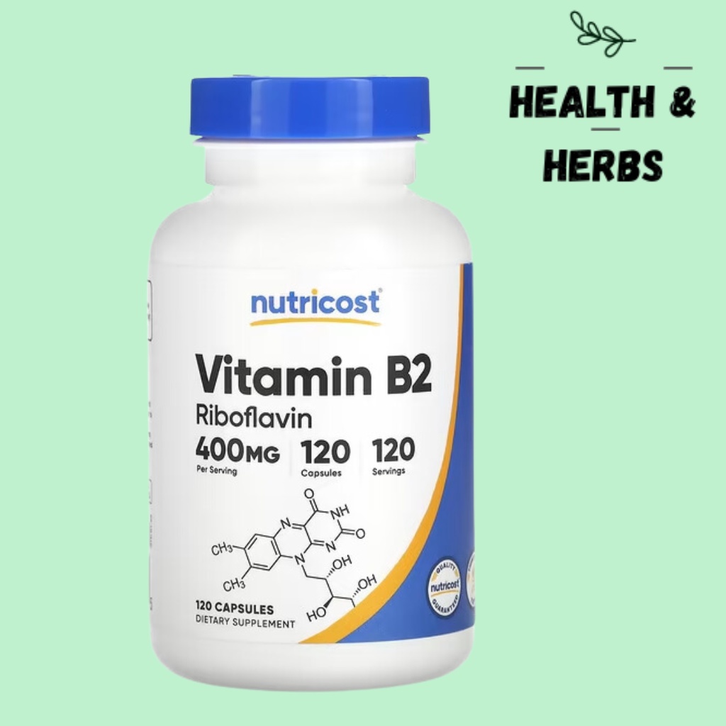 Health & Herbs | Nutricost, Vitamin B2, 400 Mg, 120 Capsules | Shopee ...