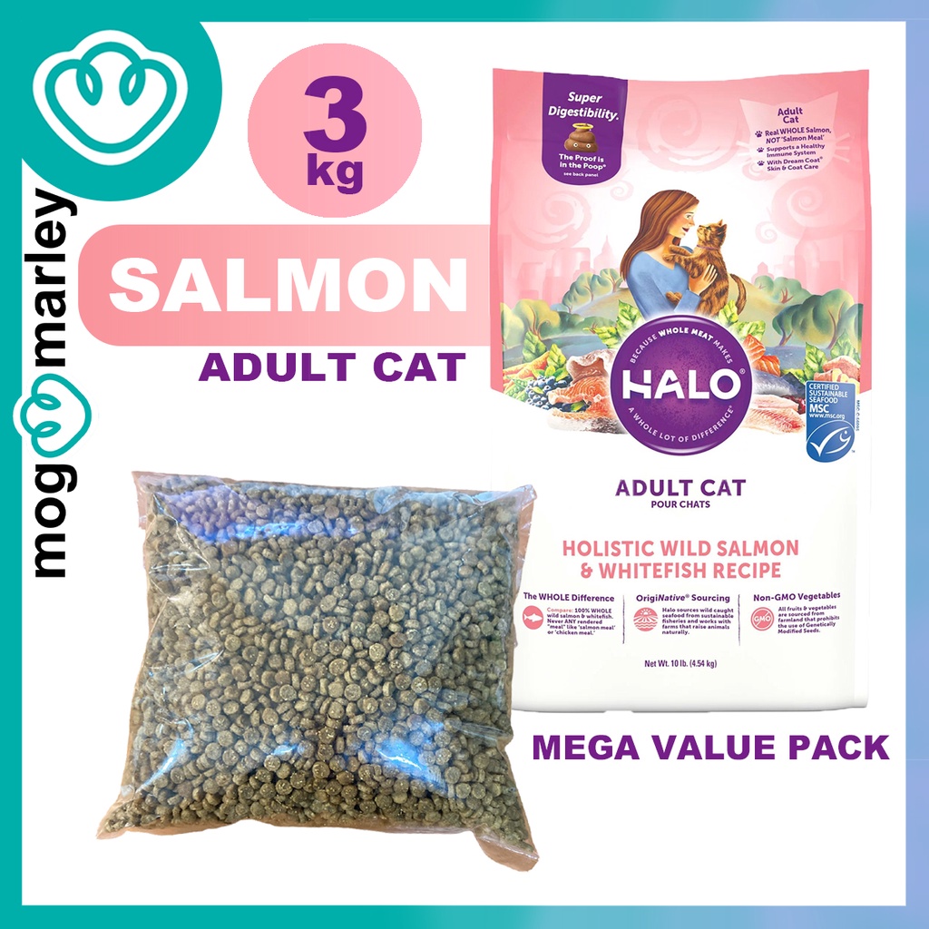 Halo Adult Cat 3kg Holistic Wild Salmon Whitefish Recipe Value