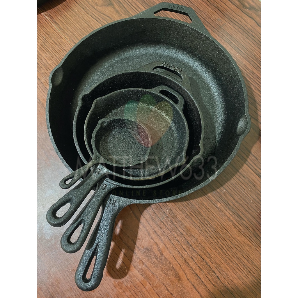 Filipino Made Cast Iron Cookware a Set of Skillets 12,8,6,3 inches