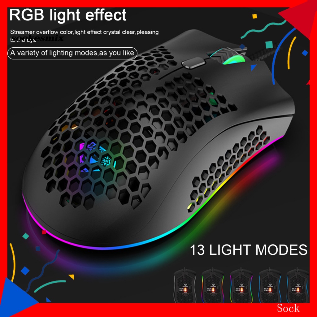 SX G905 Wired Mouse Hollow Honeycomb Adjustable DPI Programmable ...