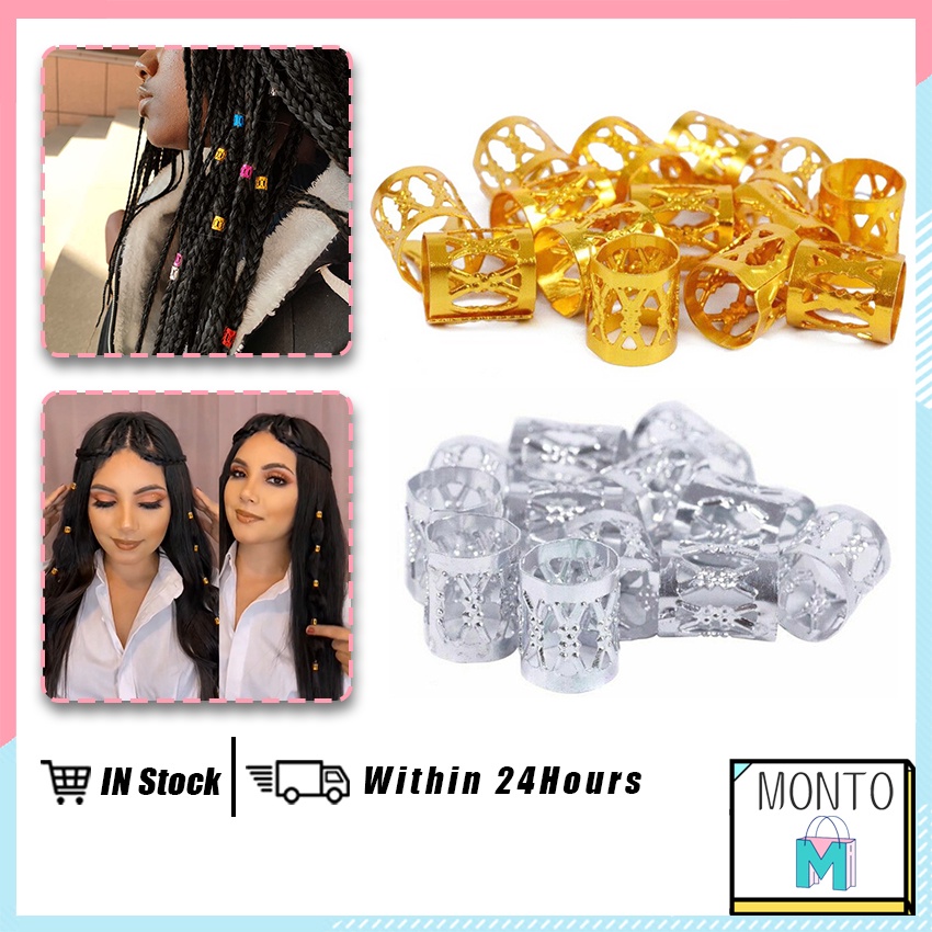 Set of 100 Dreadlocks Beads Hair Braid Rings Clips Dread Locks Hair