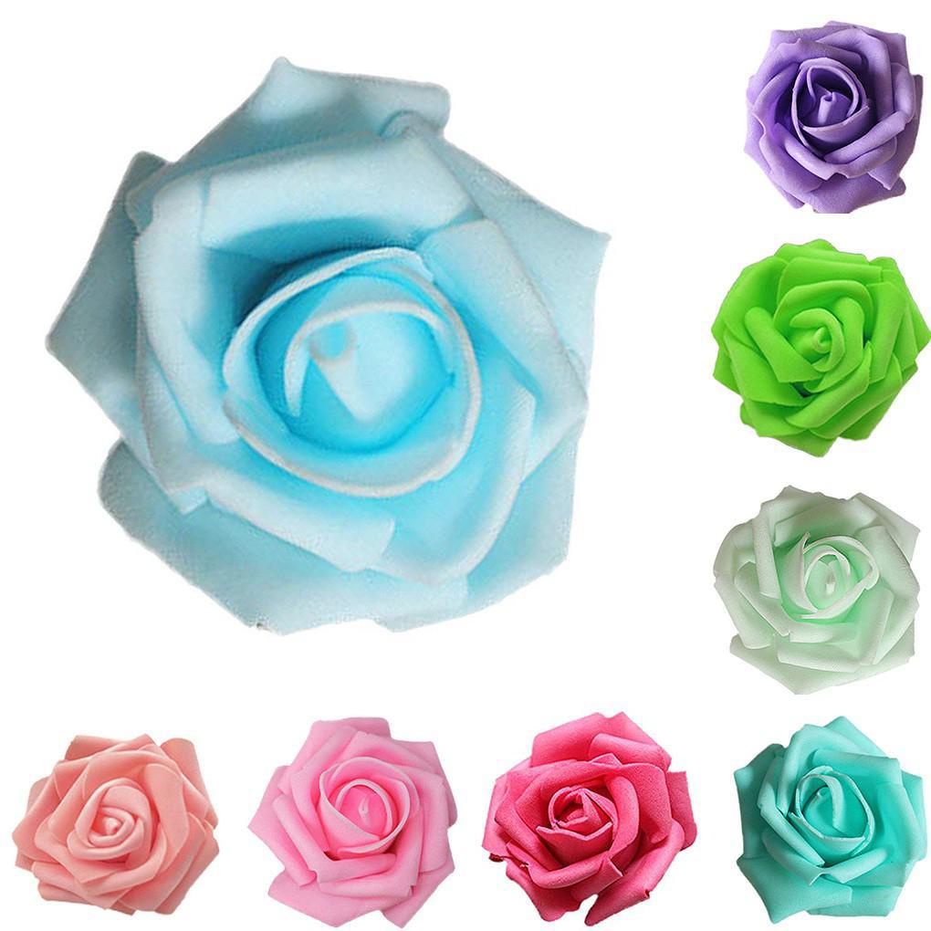 50pcs Artificial Bionic Flowers PE Foam Fake Lifelike Roses Wedding ...