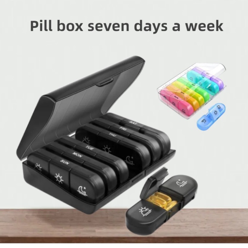 Medicine Pill Organizer Box 7 Days 21 Grids 3 Times One Day Portable ...