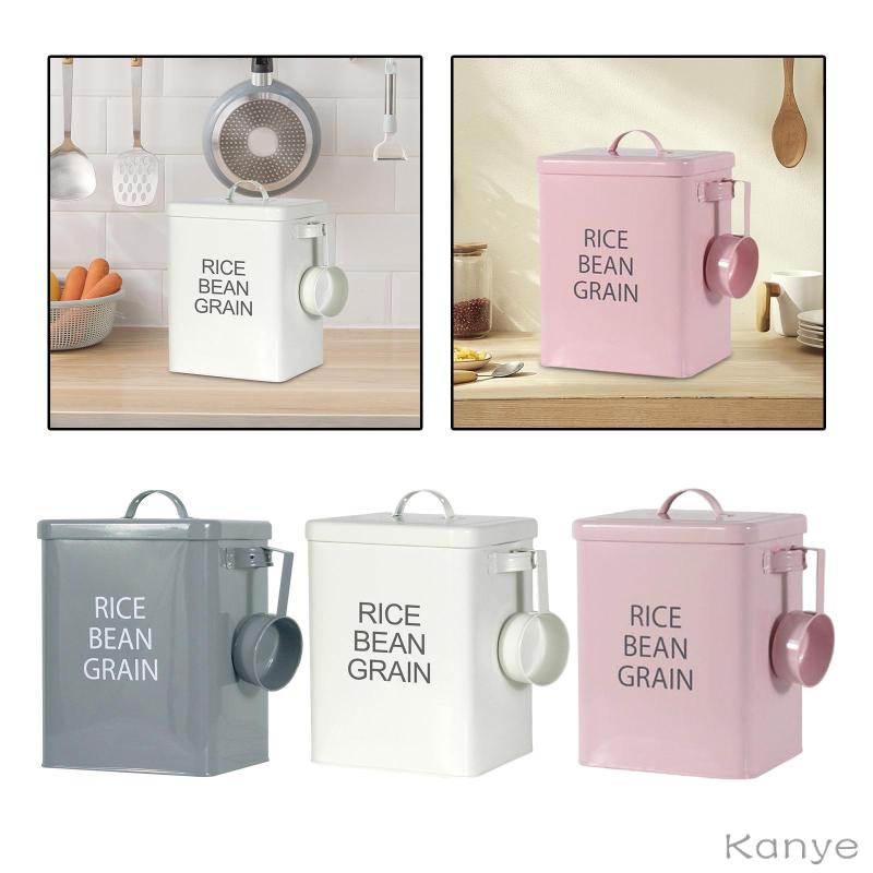 [KY] Metal Rice Container,Rice with Lid and Measuring , Countertop ...