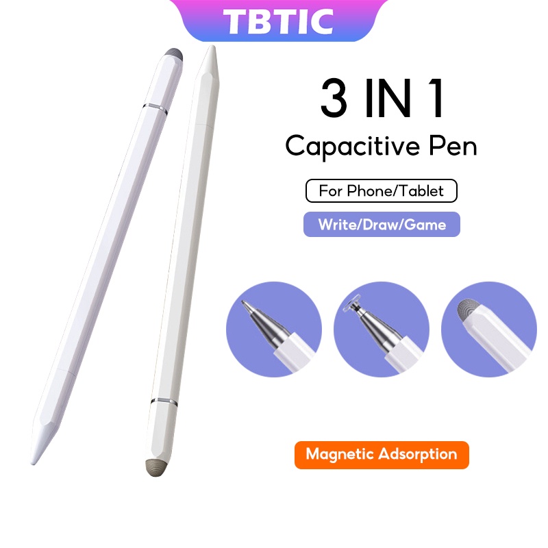 TBTIC 3 in 1 Capacitive Stylus Pen For iPad Matepad Phone Android Touch ...