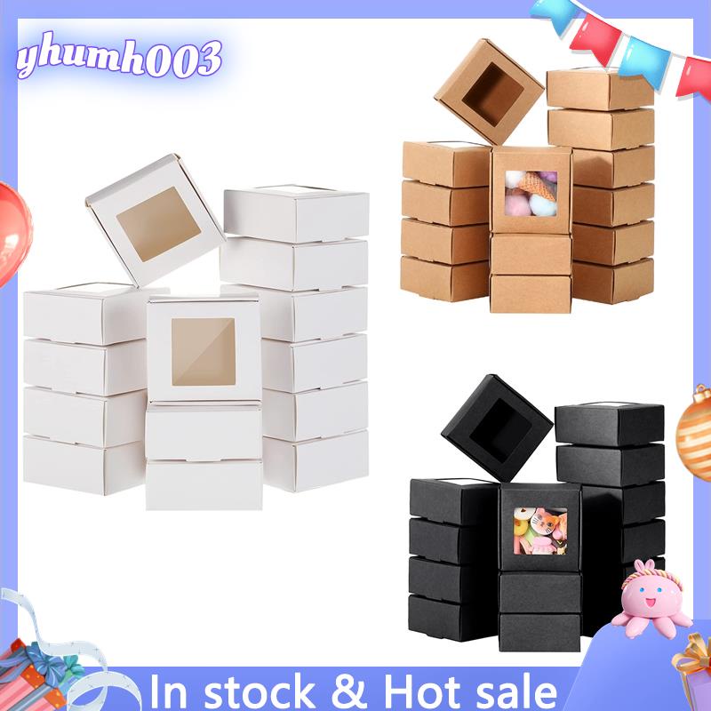 [yhumh003]50 Pieces Mini Kraft Paper Box with Window Present Packaging ...