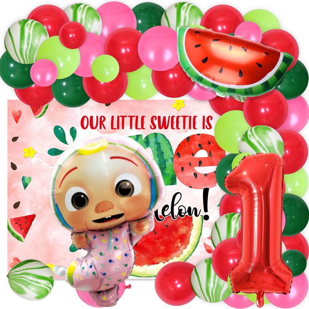 Cocomelon Theme Balloons Garland Arch Kit Pink JoJo Foil Balloon Red ...