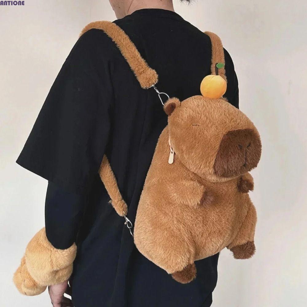 ANTIONE Capybara Plush Backpack, Plush Capybara Big Capacity Capybara ...