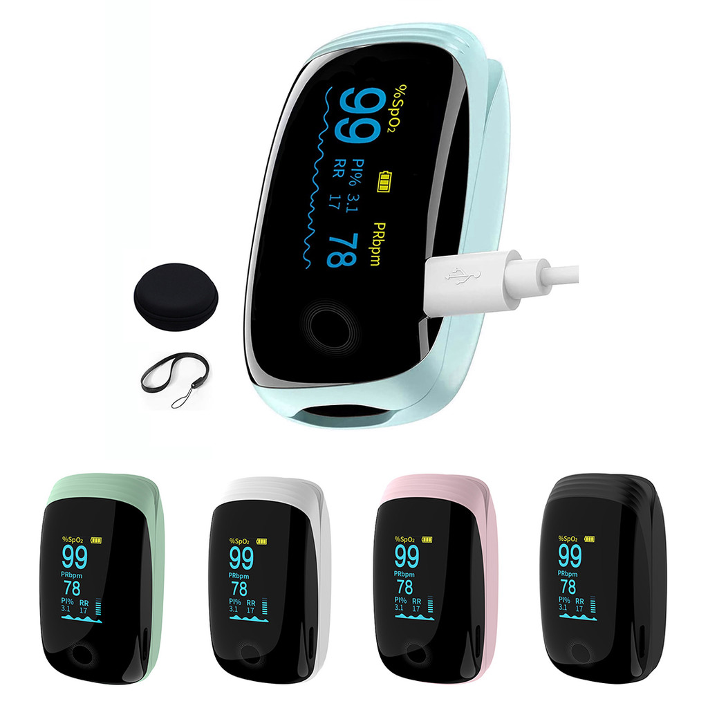 Rechargeable Finger Pulse Oximeter with Respiratory Rate, Fingertip ...