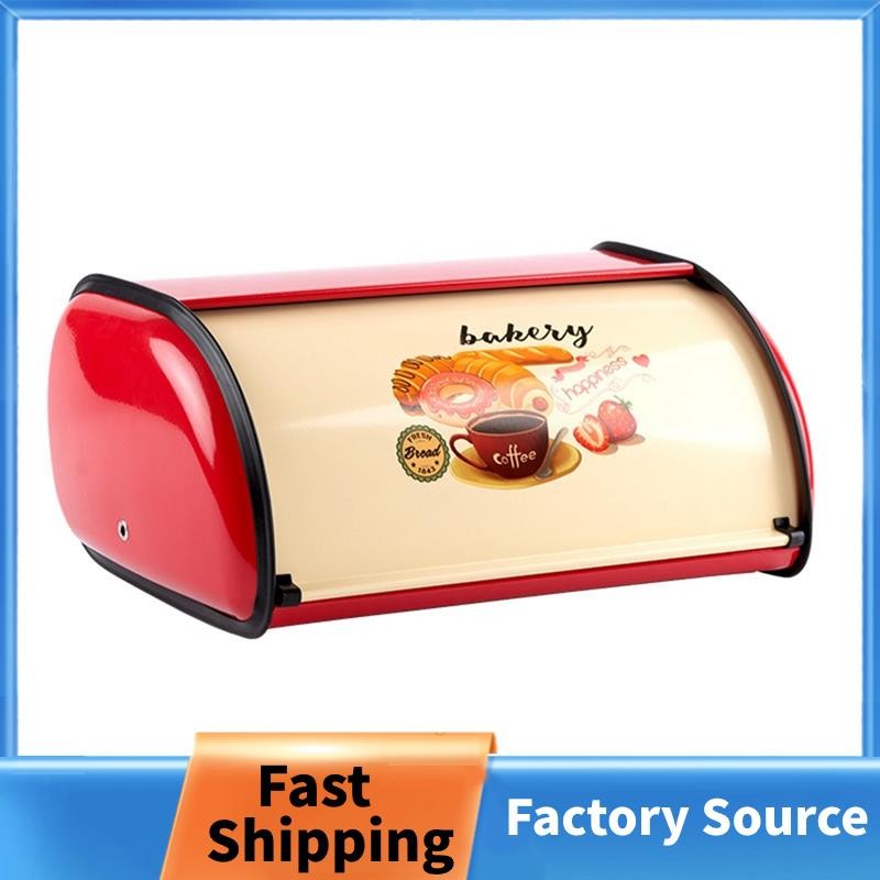 Metal Bread Box Roll Top Metal Bread Bin Bread Container Keeper ...
