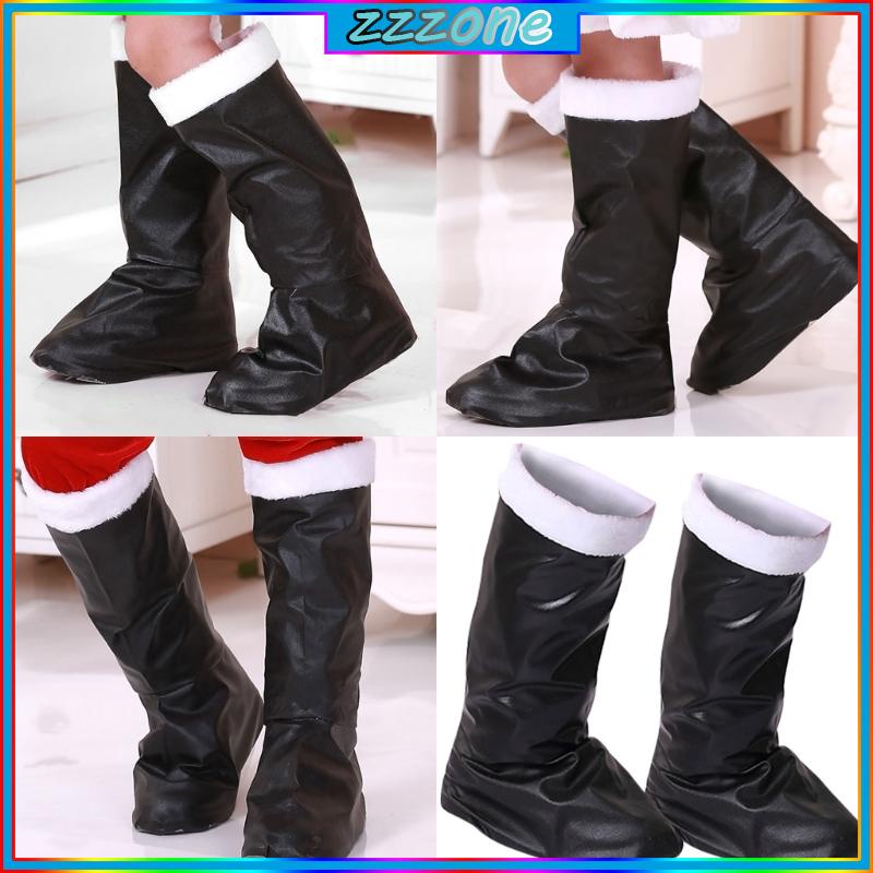 zzz Christmas Santa Boot Covers PU Leather Santa Boots Christmas ...