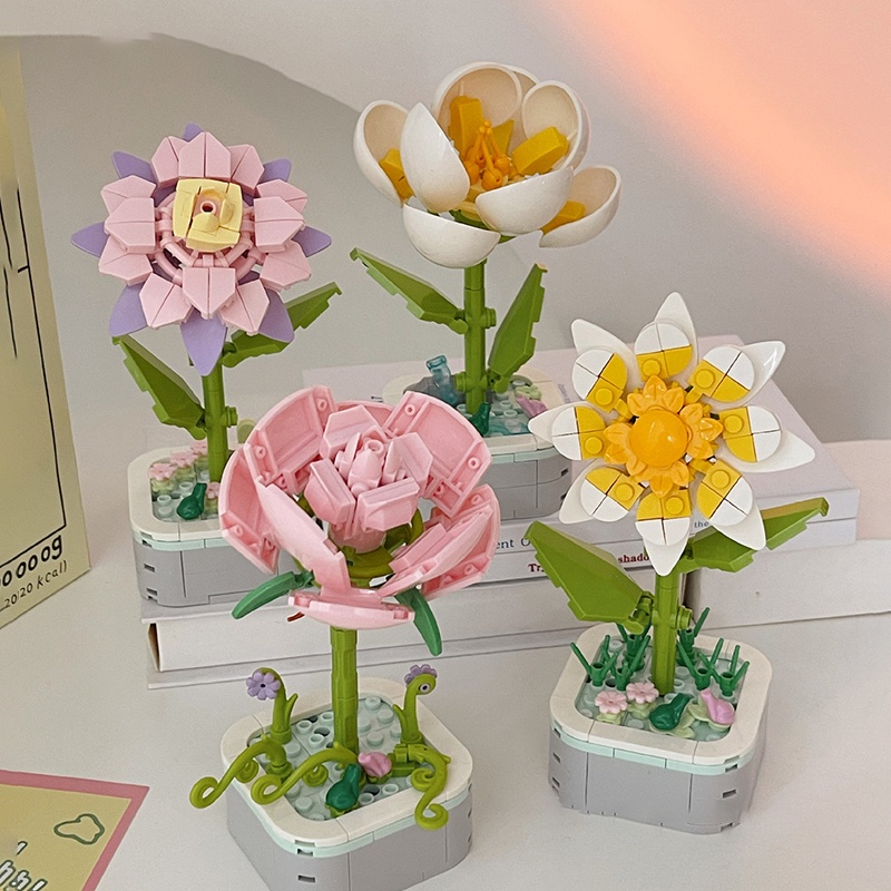 Eternal SunFlower Building Block Rose Flower Assembling Creative ...