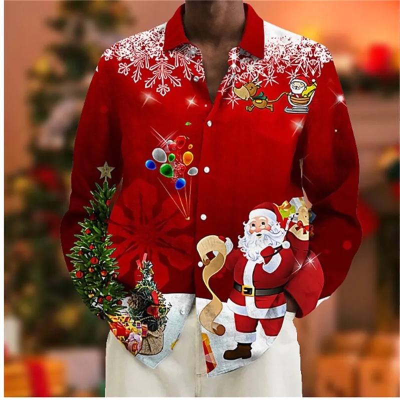 Mens red hot sale christmas shirt