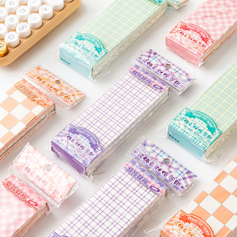 200 Sheets JK Plaid Material Note Paper Student Background Deco Memo ...