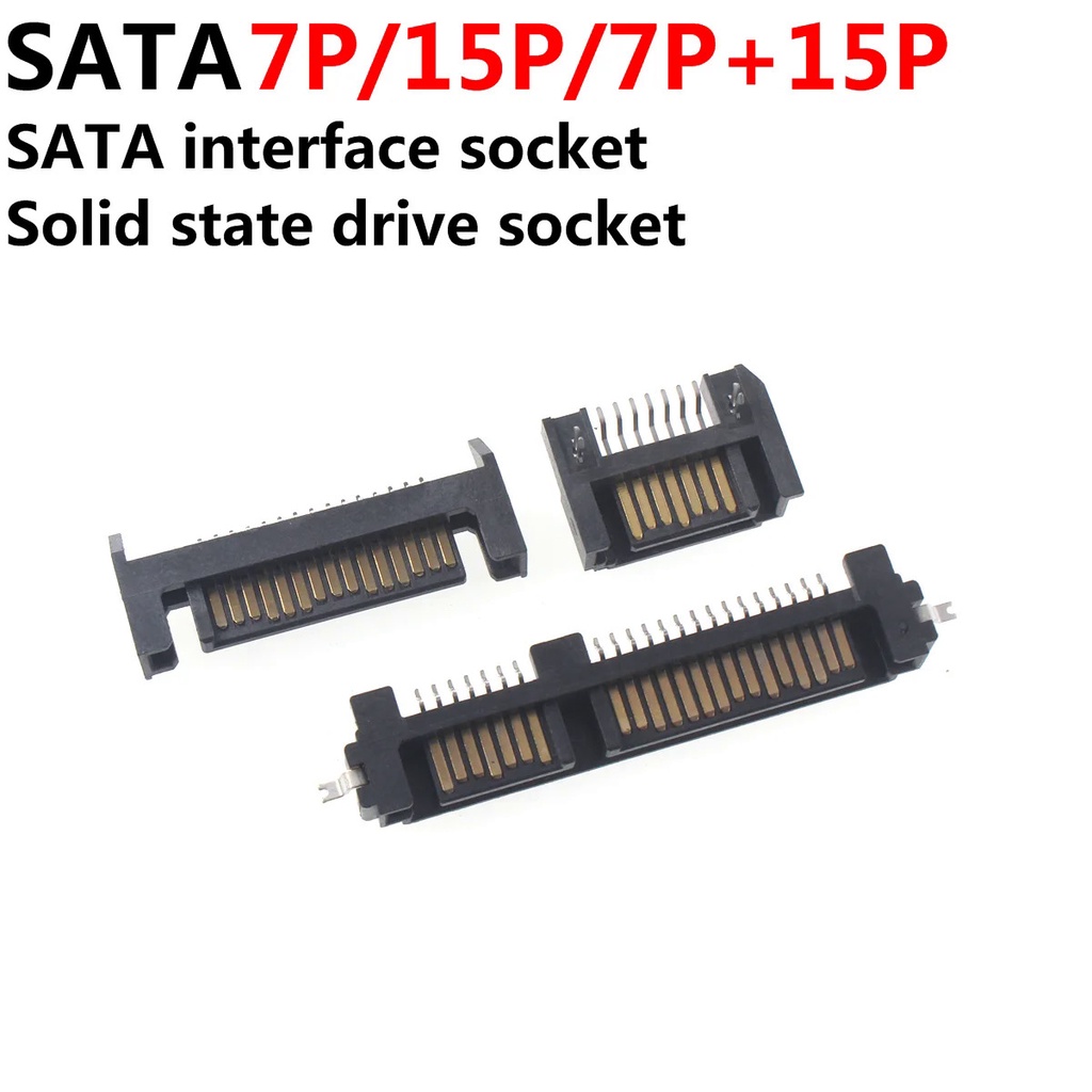 10pcs SATA Interface Socket SSD Solid State Drive Seat 7+15P 7P 22PIN ...