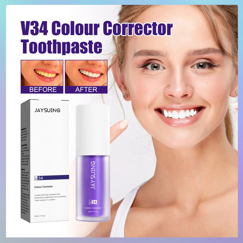 Jaysuing V34 Purple Toothpaste Cleaning Tooth Yellow Stains Whitening