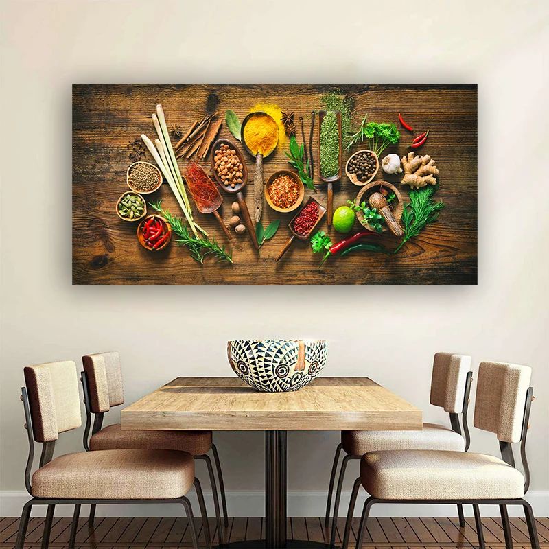 Condiment Spices Grains Canvas Painting Home Kitchen Dinning Room Wall ...