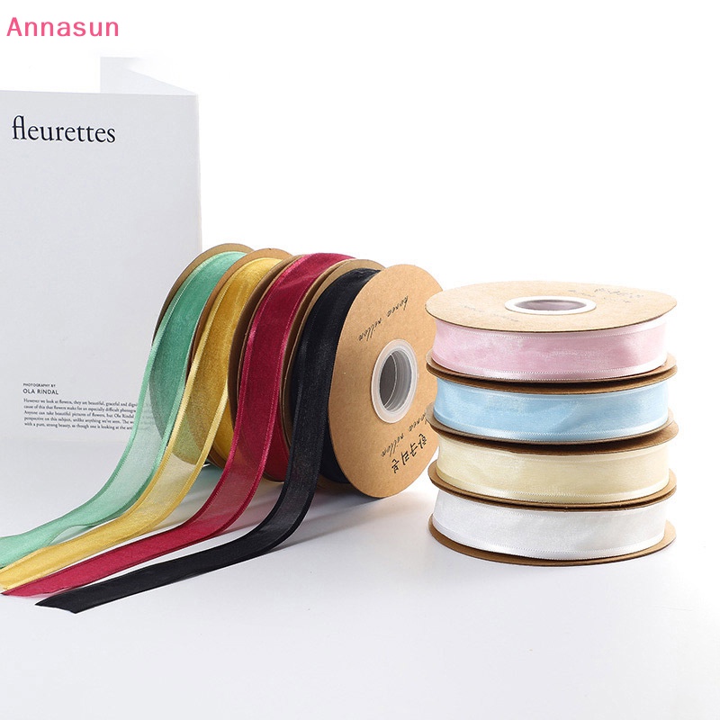 Annasun 25Yards/Roll 2.5cm Sheer Chiffon Ribbon Sa Ribbons For Gift ...