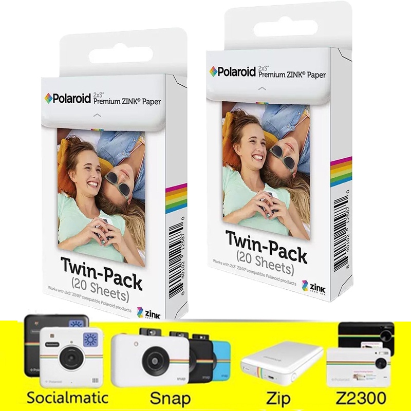 Polaroid Instax 2x3 Inch Premium ZINK Film Photo Paper TWIN PACK 20 Sheets  For Snap Touch Z2300 SocialMatic Instant Printer