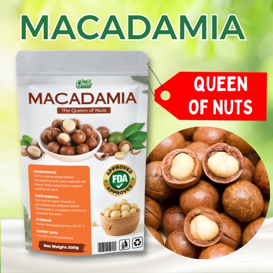 ready to eat macadamia nuts with shell roasted & unsalted Rich