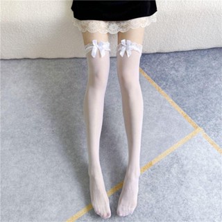 Humao Women Lace Bow Stockings, Sexy Soft Sexy Long Socks, High 