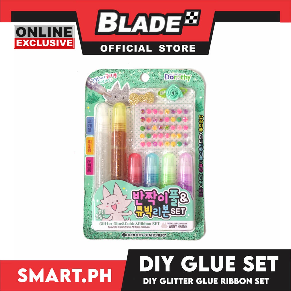 Gifts DIY Glitters Glue and Cubic, Ribbon Set (Assorted) | Shopee ...