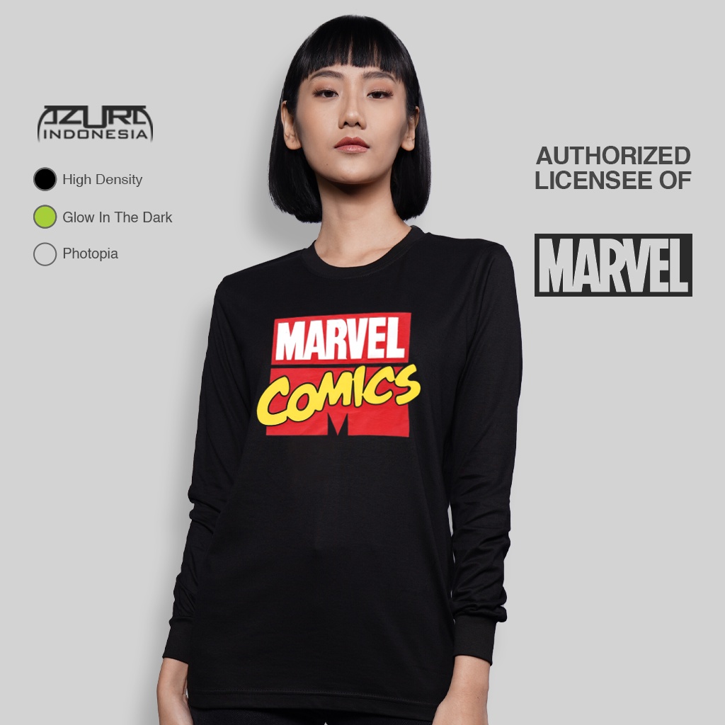 Azura Long Sleeve Marvel T-Shirt Original Marvel Comic Logo Black ...