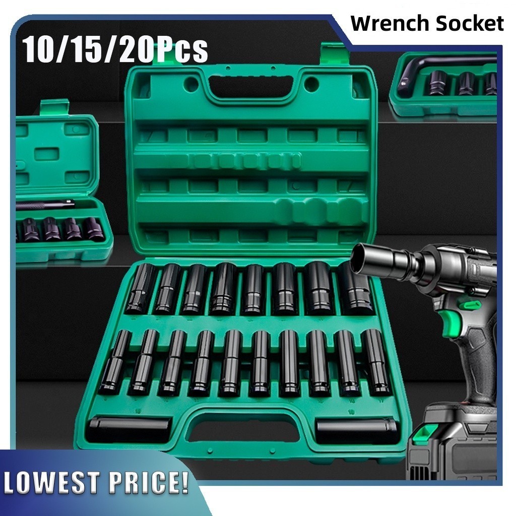 20pcs Set 1/2'' Impact Wrench Socket Electric Power Tool Hex Socket Set ...