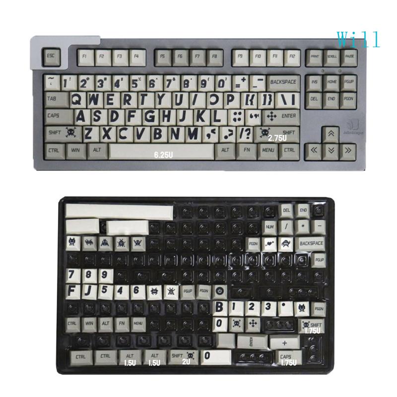 Will PBT Keycaps 142 Retro Large Letters DyeSublimation Pink Keycap Set ...