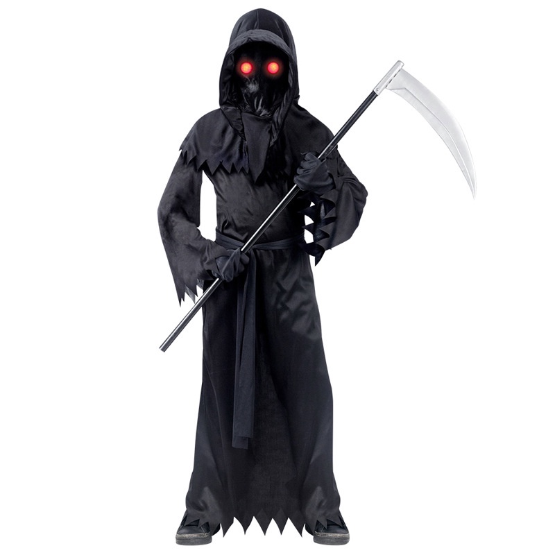 Boy Halloween Costume Death cos Clothes Red Eyes Ghost Robe Death ...