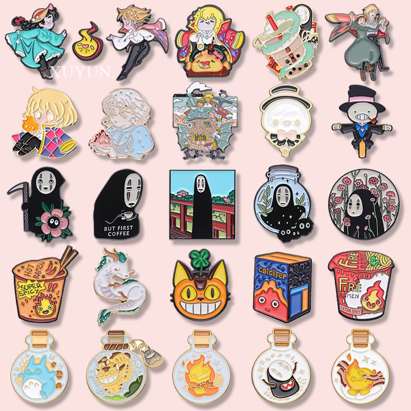 50 Styles Japanese Anime Peripheral Enamel Pin Hayao Miyazaki Manga ...