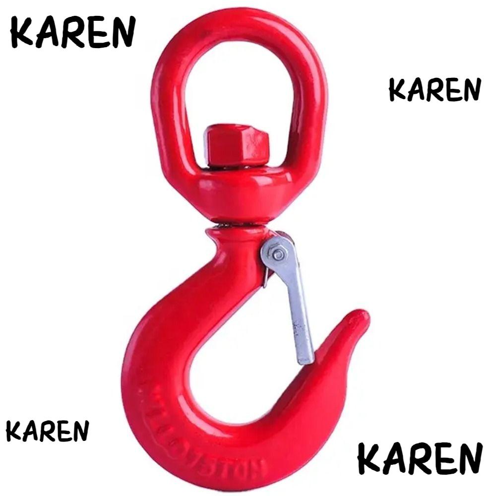 KAREN Locking Swivel Hook, 3 Ton 6600LBS Swivel Lifting Hook, High Strength Red with Latch