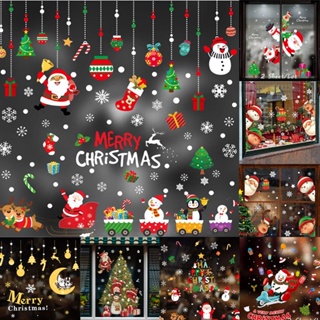 Christmas Window Decal Santa Claus Snowflake Stickers Winter Wall