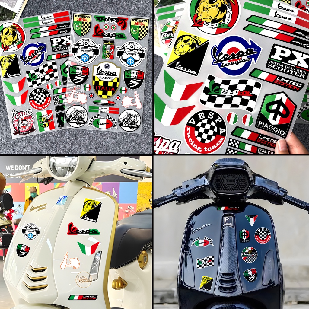 Reflective Motorcycle Vinyl Sticker Italian Scooter Accessories Decal ...