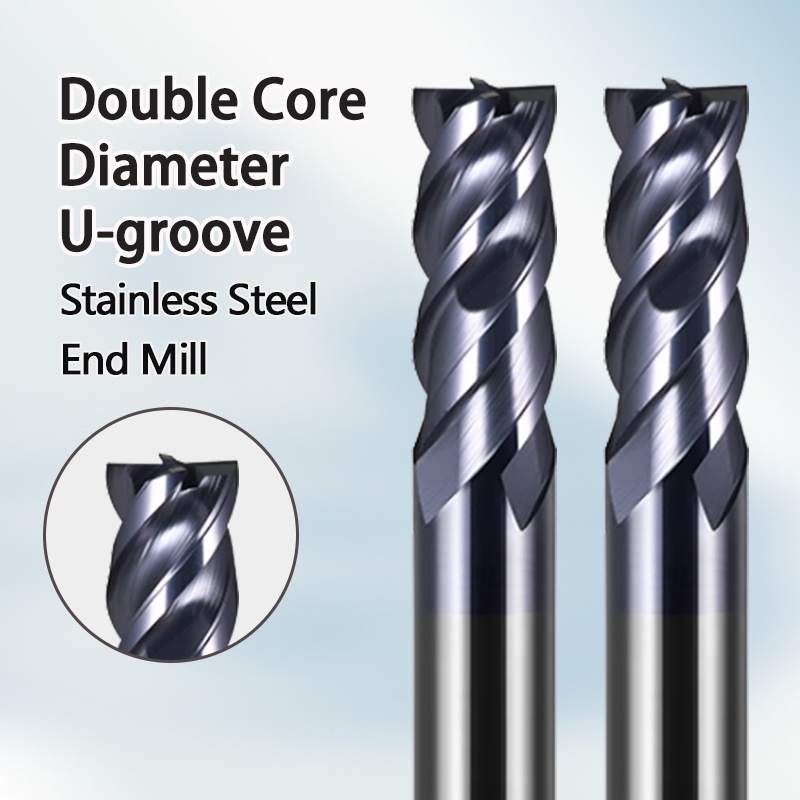 4pcs Square End Mills 1/4" Cutting Dia 4 Flutes Tungsten Steel Carbide Bit Silver Grey
