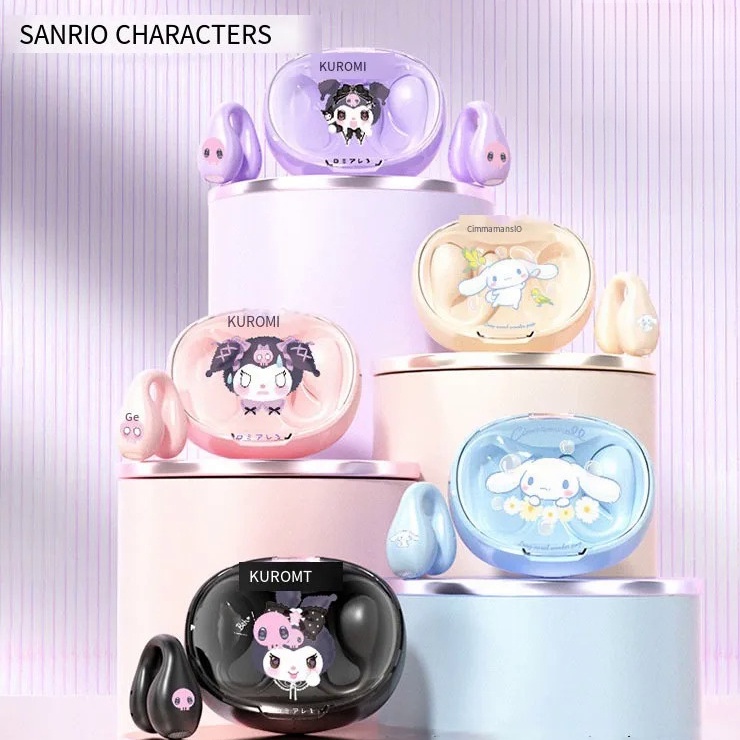 Sanrio Ear Clip Wireless Bluetooth Earphones Cinnamoroll Kuromi Cartoon ...