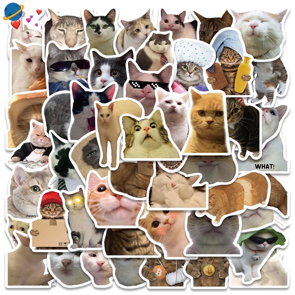 50PCS Cute Cats Dogs Stickers Funny Meme Pets Animal Decals Laptop ...