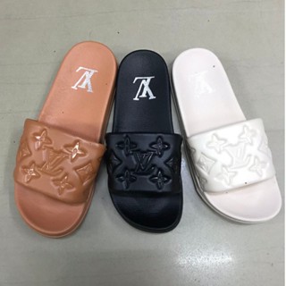 Lv on sale fur sandals