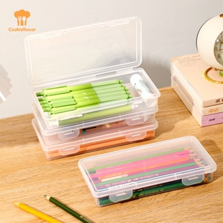 1Pc Clear Candy Color Pencil Case Box Transparent Plastic Pen Box Kids  Office School Supplies